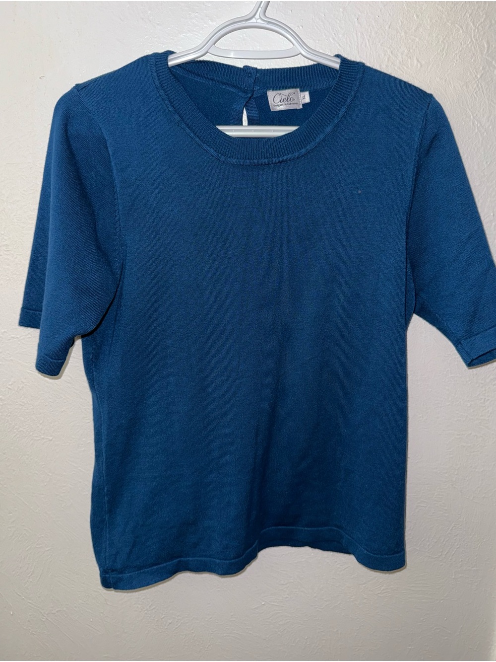 Cielo Short Sleeve Knit Top - Teal Blue